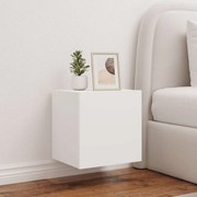 837246 vidaXL Стенен ТВ шкаф с LED осветление, бял, 40,5x35x40 см