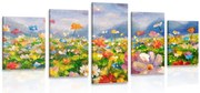 картини от 5 части – Маслена живопис на диви цветя