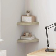 323905 vidaXL Окачени ъглови рафтове, 2 бр, дъб, 25x25x3,8 см, МДФ
