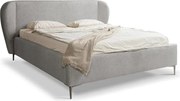 Светлосиво двойно тапицирано легло с включена подматрачна рамка 140x200 cm Makana – Makamii
