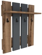 Антрацит/естествена стенна закачалка от декор от орех с рафт Mita – Puqa Design