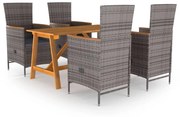 3068758 vidaXL Градински трапезен комплект, 5 части, сив