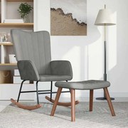 327754 vidaXL Люлеещ се стол с табуретка, светлосив, кадифе