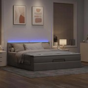 3312413 vidaXL Османска легло с матрак и LED, таупе, 180x200 см, плат