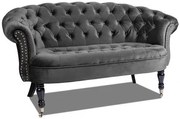 Двуместно канапе Chesterfield Deluxe в тъмносиво, 152/82/82 см