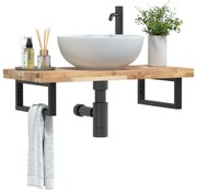 3302697 vidaXL Стенен рафт за мивка, стомана и масивно дърво акация