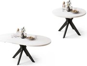 РЕНЦО Бял/черен крак - КРЪГЛА МАСА Ø110 РАЗТЕГАТЕЛНА ДО 180 см | ЗА КУХНЯ ТРАПЕЗАРИЯ ХОЛ РЕТРО