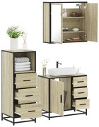 3301016 vidaXL Комплект шкафове за баня от 3 части дъб сонома инженерно дърво