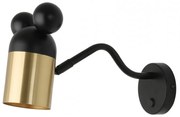 Черна/ в златист цвят детска лампа за стена с метален абажур Mouse – GTV