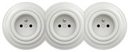 Kliklap - Троен ретро домашен контакт с рамка, 230 V, бял