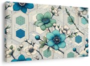 Картина на платно – Елегантни цветя на геометричен фон