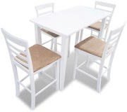 271832 vidaXL Комплект бяла дървена конзолна маса и 4 бар стола