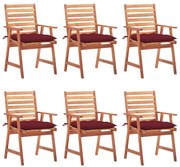 3078371 vidaXL Градински трапезни столове, 6 бр, с възглавници, акация масив