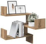 856609 vidaXL Стенни ъглови рафтове, 2 бр, Дъб артизан 40x40x49,5 cm