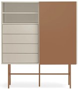 Висок скрин с плъзгащи се врати в светлосиво-тухлено 120x140 cm Nube - Teulat