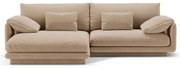Бежов кадифен ъглов диван (ляв ъгъл) Torino – Micadoni