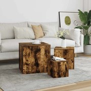 815987 vidaXL Странични маси, 3 бр, опушен дъб, инженерно дърво