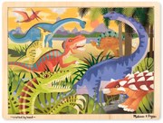 Melissa &amp; Doug - Дървен пъзел в рамка - Динозаври - 24 части