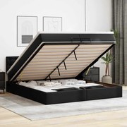 3312172 vidaXL Османска легло с матраци&LED, черно, 200x200см, изкуствена кожа