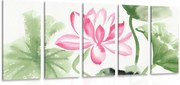 картини от 5 части – Акварелен лотосов цвят