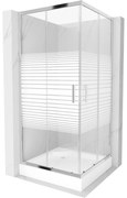 Mexen Rio квадратна душ кабина 90 x 90 см, бели ивици, хром + бял корито - 860-090-090-01-20-4510