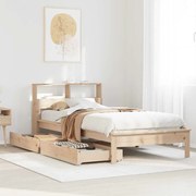 3309833 vidaXL Легло с рафтове за книги, без матрак, 75x190 см, бор масив
