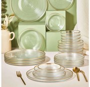 Сервиз за хранене 24 бр. прозрачен/златист/стъкло