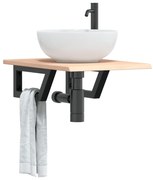 3302539 vidaXL Стенен рафт за мивка, стомана и масивно дърво дъб