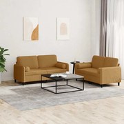 3202001 vidaXL Комплект дивани 2 части с възглавници, кафяв, кадифе
