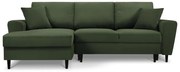 Разтегателен диван от зелен велур , ляв ъгъл Moghan - Micadoni Home