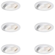 Комплект от 6 вградени спота бели 9,5 см вкл. LED 1300 lm димируеми IP23 - Gaius