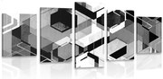 картини от 5 части – Абстрактна геометрия в черно-бяло