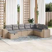 3325735 vidaXL Градински диван с възглавници, 8 части, бежов полиратан