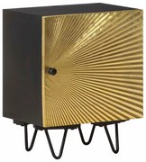 322680 vidaXL Нощно шкафче с месингова предна част 40x30x50 см манго масив