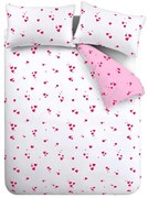 Бяло-розово двойно удължено крепово спално бельо 230x220 cm Seersucker Heart – Catherine Lansfield