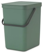 Кош за разделно събиране на боклук Brabantia Sort&Go 1003236, 25 л, Дръжка, Възможност за стенен монтаж, Тъмнозелен