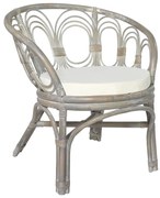 325476 vidaXL Трапезен стол с възглавница, сив, естествен ратан и лен