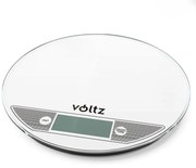 Кухненска везна Voltz V51651F, 5 кг, Стъкло, TARA, Кръгла, Бял