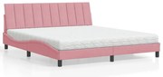 3208615 vidaXL Легло с матрак Hanko, розово, 180x200 см, кадифе