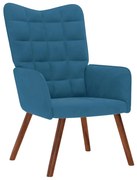 4016820 vidaXL Релакс стол, син, кадифе