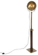 Индустриална подова лампа бронз с дърво регулируема - Haicha