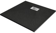 Mexen Hugo квадратен душов поддушник SMC 90 x 90 см, черен, иноксов капак - 42709090-X