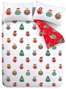 Червено-бяло единично спално бельо 135x200 cm Party Robins – Catherine Lansfield
