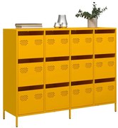 3307176 vidaXL Бюфет, горчица жълто, 135x39x103,5см, студеновалцувана стомана