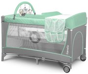 Lionelo - Пътуващо бебешко креватче FLOWER Тюркоаз