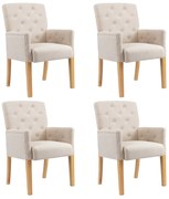 3058295 vidaXL Трапезни столове с подлакътници, 4 бр, бежови, плат