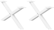 4012885 vidaXL Крака за масичка за кафе, X-образни, 2 бр., бели, 70 x (30-31) см, стомана