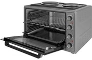 Малка готварска печка Elite EMO-70302G, 2000W, 70 л, 3 функции, Двойно стъкло, Термостат, Таймер, Инокс
