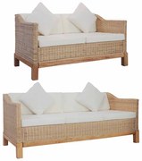 278615 vidaXL Комплект мека мебел от 2 части, с възглавници, естествен ратан