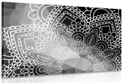 Картина на платно – Елементи на Мандала в черно-бяло изпълнение